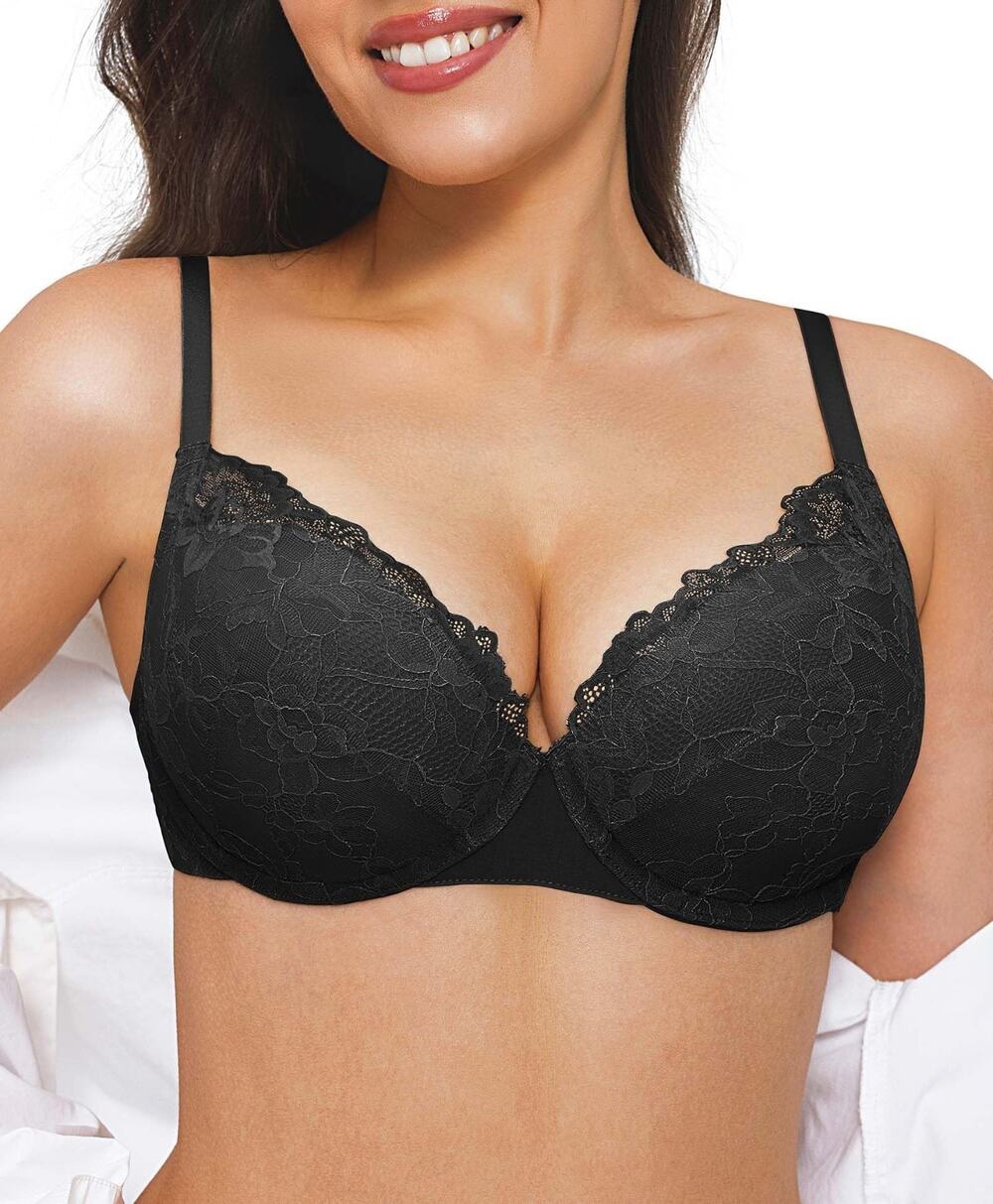 Popilush Minimizer Bras for Women Full Coverage Lace Push Up Plus Size 36D